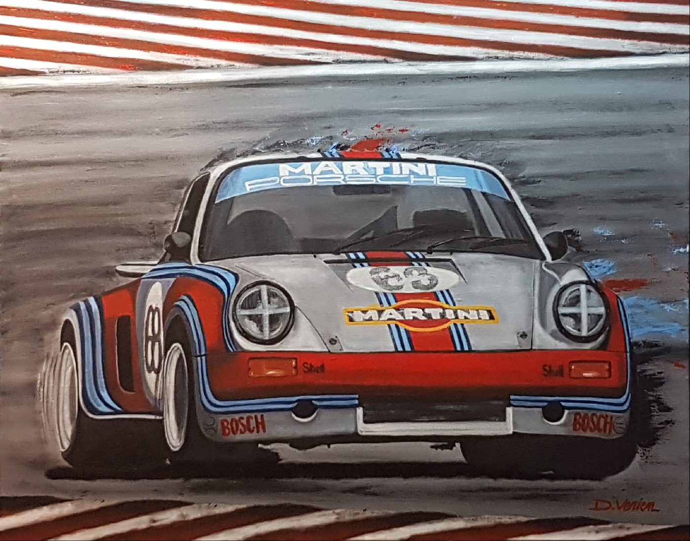 Porsche RSR Martini Racing 1973 - tableau huile sur toile