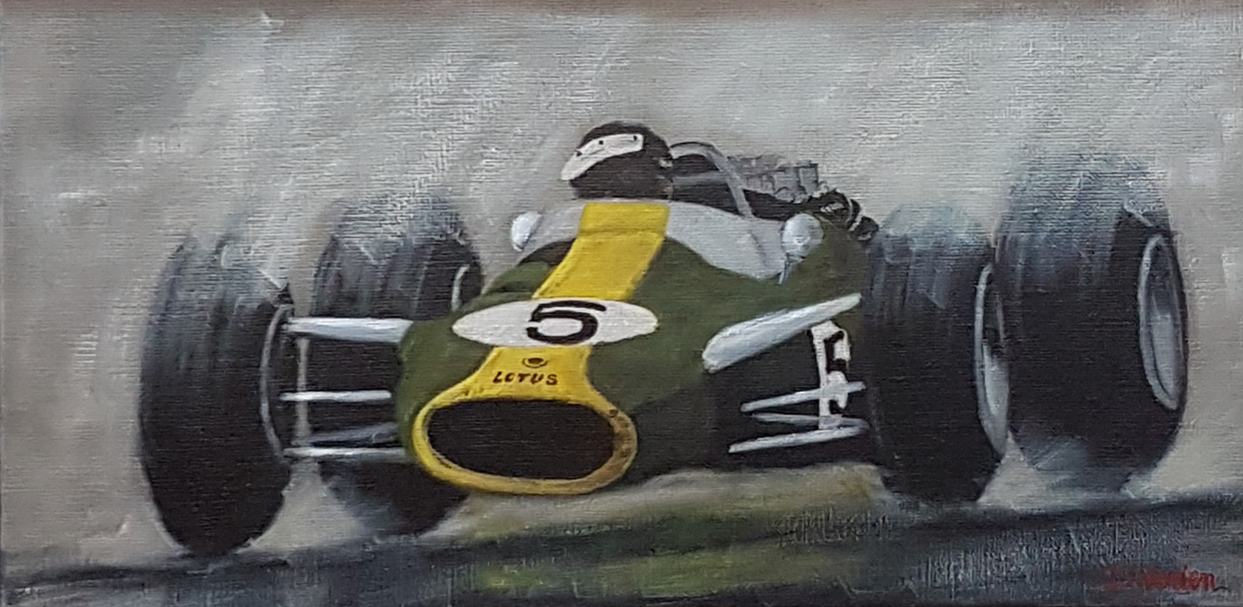 Tableau Jim Clark sur F1 Lotus | D.Verien artiste peintre